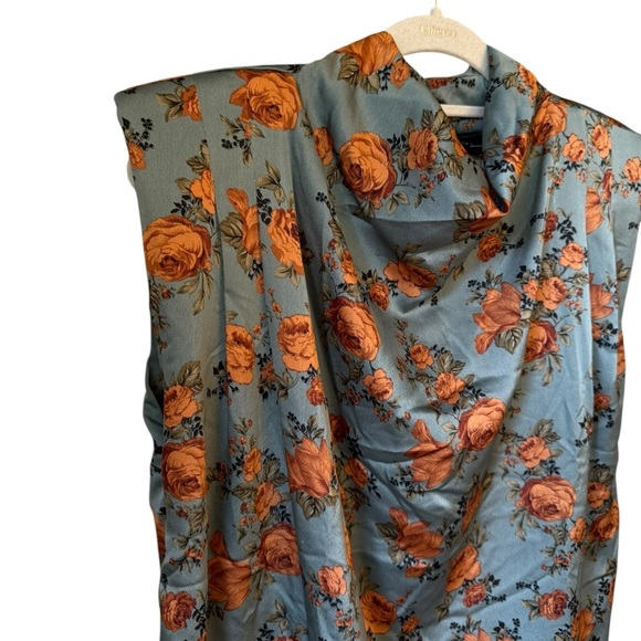 Vici Blue and Orange Floral Blouse - Picture 5 of 8